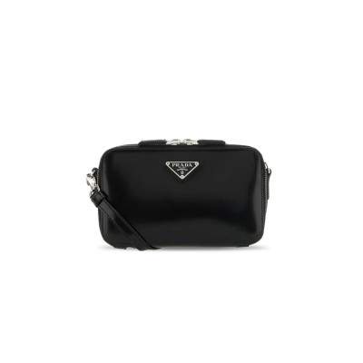 PRADA BLACK LEATHER BRIQUE CROSS BODY BAG 2VH173 (19*11.5*3.5cm) 